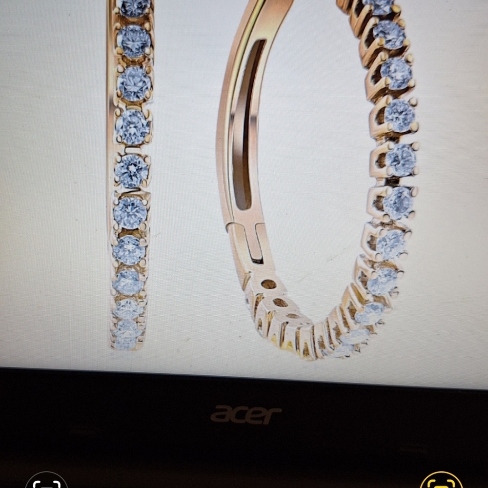 1/2 cttw Natural Diamond Hoops in 10K White or Yellow Gold 1" Tall